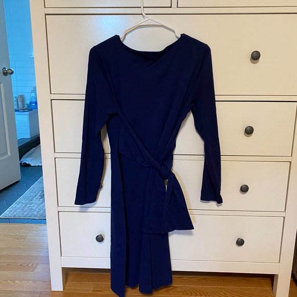 J.Crew Drapey tie-waist dress in dark ink, size Small - Picture 6 of 6